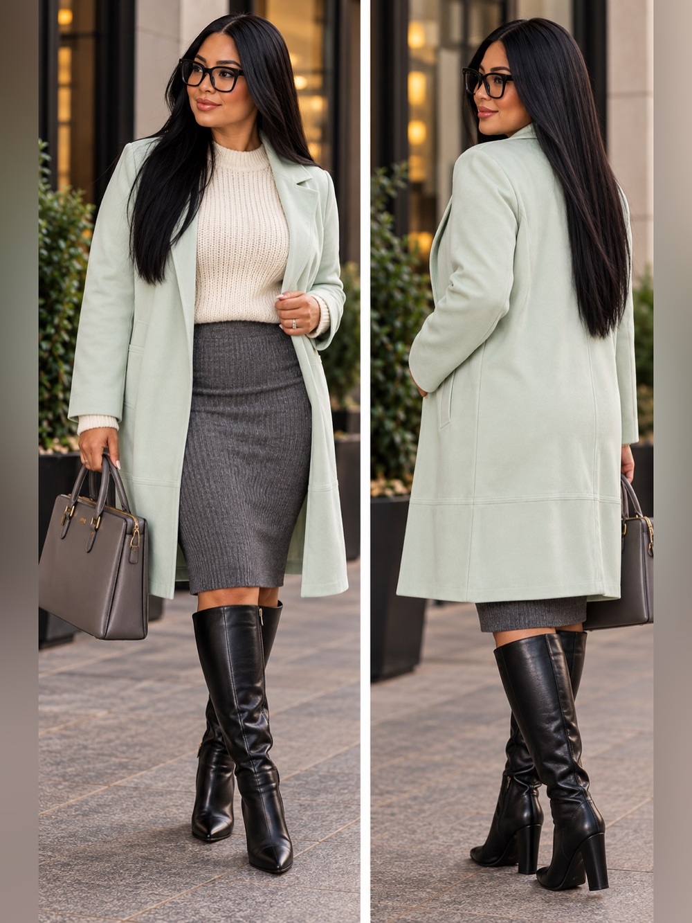 Torrid Stretch Faux Suede Open Front Duster Jacket in a soft mint green